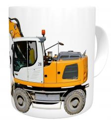 Kaffeetasse gelber Bagger mit Wunschname 