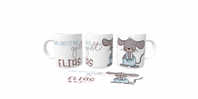 Kindertasse Mausezahn emmapünktchen mit Wunschname, inkl. Geschenkverpackung Kunststoff