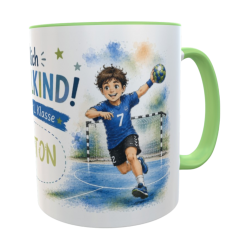 Personalisierte Einschulungstasse Handball – Endlich Schulkind 2026 mit Wunschname 330 ml Keramiktasse 