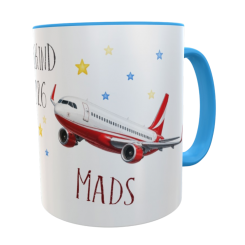 Personalisierte Schulkindtasse Flugzeug 2026 mit Wunschname – Pilot, Pilotin & Flugbegleiterin 