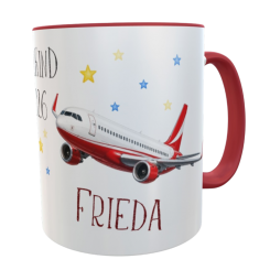 Personalisierte Schulkindtasse Flugzeug 2026 mit Wunschname – Pilot & Pilotin 