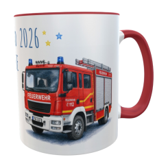 Einschulung Tasse Feuerwehr mit Wunschname Schulkind 2026 Kinderbecher 