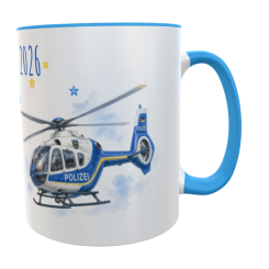 Einschulung Tasse Polizei Hubschrauber mit Wunschname Schulkind 2026 