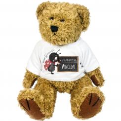 Teddybär Einschulung Motiv Glückskäfer – Plüschtier mit Name & Schulkind 2025 