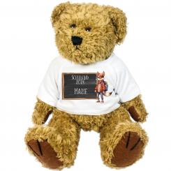 Personalisierter Teddybär zur Einschulung - Fuchs-Motiv 