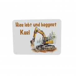 Namensschild Türschild Kinderzimmer personalisiert mit Wunschname Bagger 