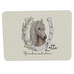 Türschild Pferdekopf mit Namen gelb 