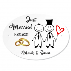 Personalisiertes Schild zur Hochzeit Just Married schwule gay 