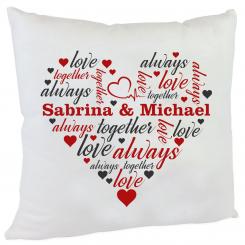 personalisiertes Kuschelkissen Herz always together mit Namen 