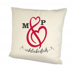personalisiertes Leinenkissen Valentinsschleife & mit Namen 