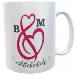Geschenk zum Valentinstag Tasse Valentinsschleife mit Namen inkl. Geschenkverpackung 