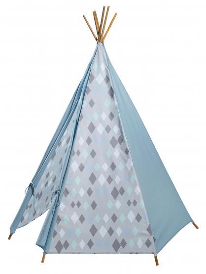 Kidsdepot Zimmerzelt Tipi Rauten hellblau 