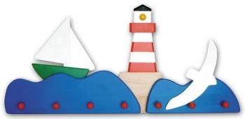 Kindergarderobe Leuchtturm, Boot, Möwe 