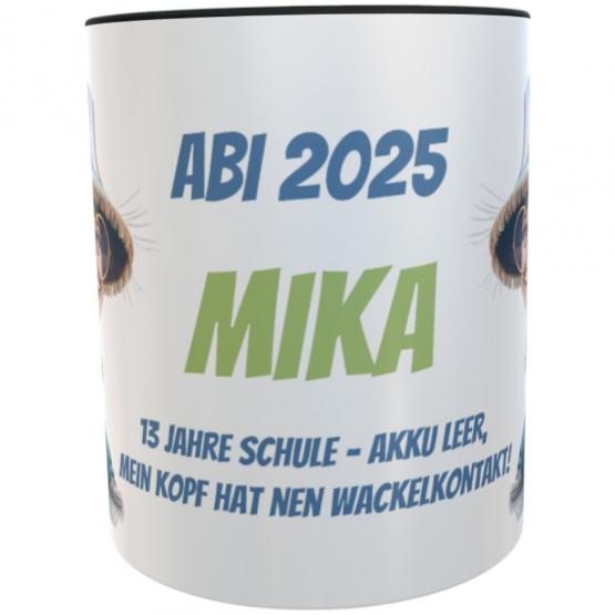 Personalisierte Abi-Tasse 2025 – 13 Jahre Schule – Akku leer, mein Kopf hat nen Wackelkontakt! – Lustiges Abitur-Geschenk mit Name 