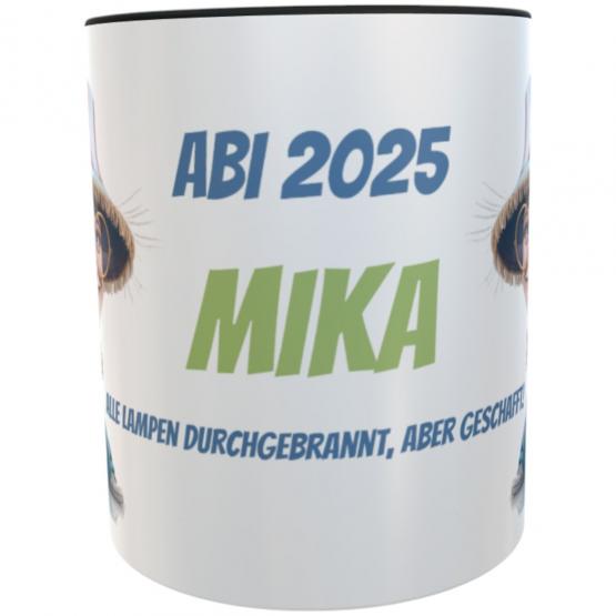 Personalisierte Abi-Tasse 2025 – Alle Lampen durchgebrannt, aber geschafft! – Lustiges Abitur-Geschenk mit Name 