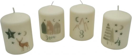 Adventskerzen im 4er Set 8cm Zahlen Kerzen für Ihren Adventskranz 