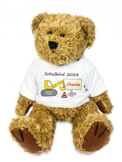 personalisierter Bär Kuscheltier für die Zuckertüte Schultüte mit Wunschname zur Einschulung Glücksbringer 