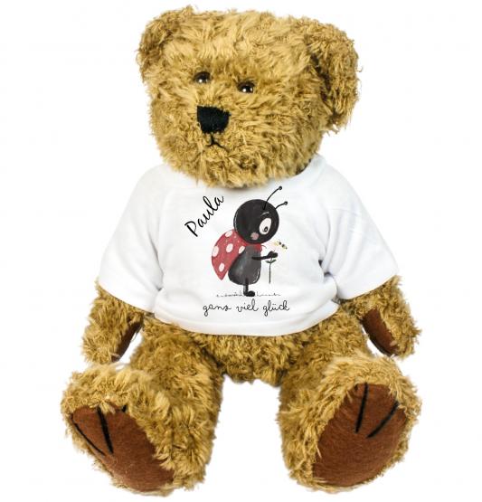 Glücks-Teddy „Anton“ mit personalisiertem T-Shirt 