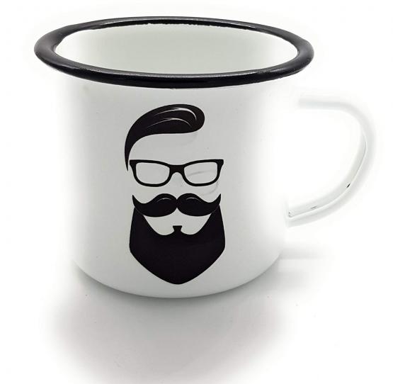 Blechtasse Echte Kerle tragen Bart im Emaille-Look unkaputtbar 