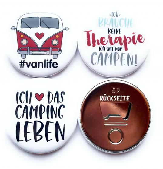 3 Magnet-Flaschenöffner Vanlife, Camping, Wohnmobil Kühlschrankmagnet 