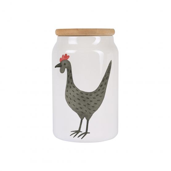 Keramikdose Huhn grau – Landhausstil Vorratsdose mit Holzdeckel 