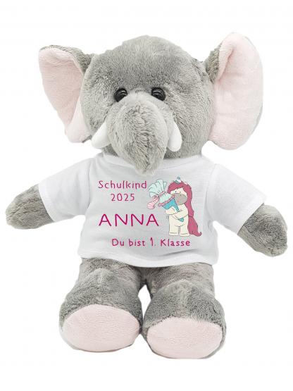 Elefant Kuscheltier mit Einhorn zur Einschulung 