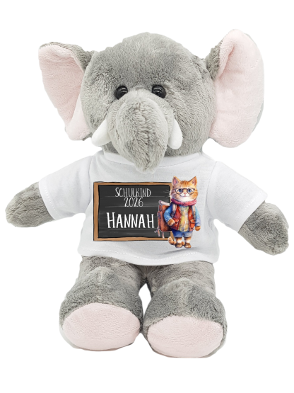 Elefant Kuscheltier Motiv Katze für die Zuckertüte 