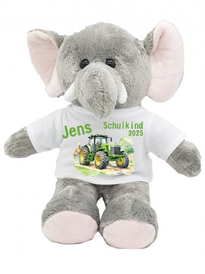 personalisierter Elefant Kuscheltier Traktor für die Zuckertüte 