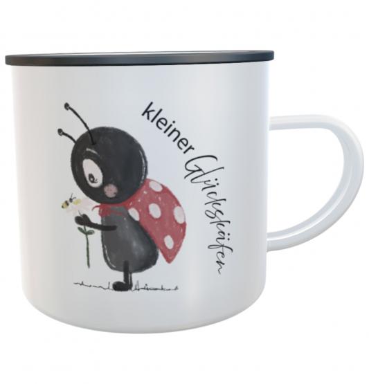 Glückskäfer Emaille-Tasse – Personalisiert mit deinem Wunschnamen 