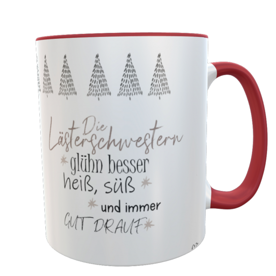 Personalisierbare Glühweintasse rot 330 ml – Witziger Weihnachts‑Becher für Glühwein, Punsch & Lagerfeuer – Geschenk für Freundin, Kollegin & Mädelsabend 