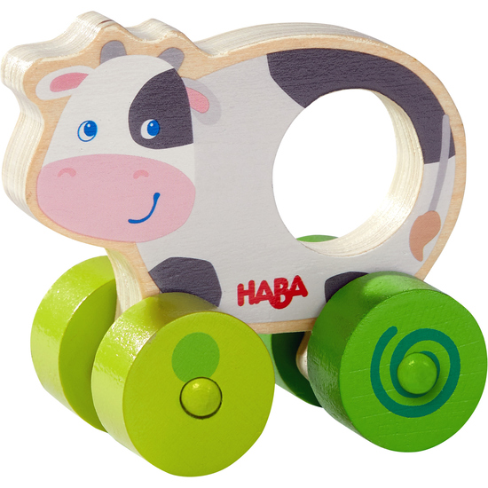 Haba Geschenkset Schiebefigur Kuh mit Trinklerntasse Traktor 