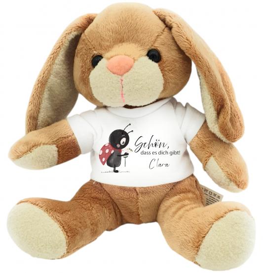 Kuschelhase Motiv Glückskäfer Geschenk zur Geburt & Taufe 