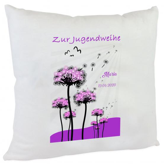 Kissen Jugendweihe Pusteblume lila 