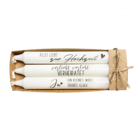 Stabkerzen Hochzeit 3er Set Perfekte Tischdeko & Geschenk zur Hochzeit 