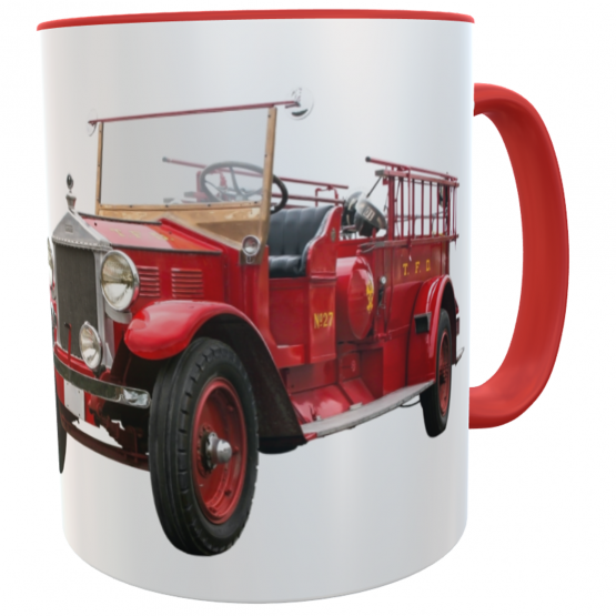Kaffeetasse Feuerwehrauto Oldtimer mit Namen des Feuerwehrmanns 
