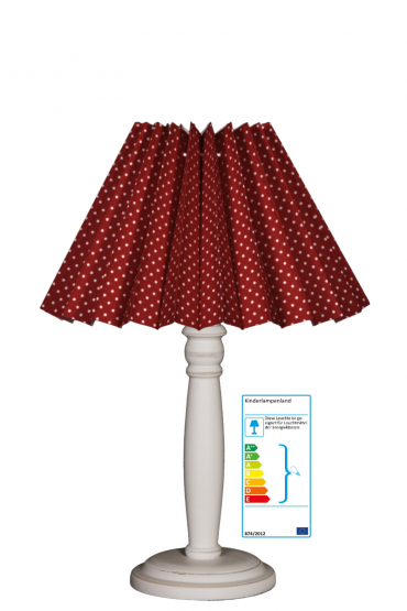 Tischlampe Plisseeschirm Tupfen rot/weiß 