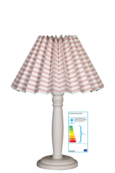 Tischlampe Plisseeschirm Streifen rosa/weiß 
