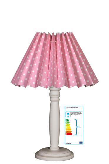 Tischlampe Plisseeschirm Tupfen rosa/weiß 