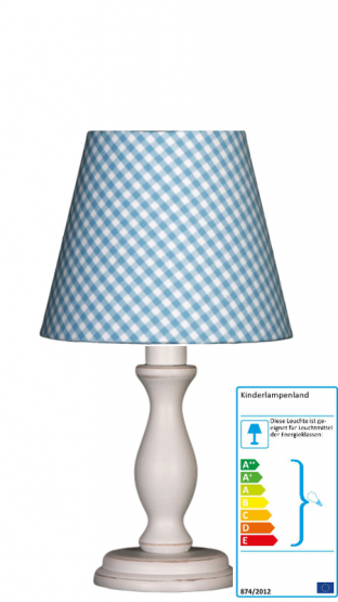Tischlampe Karo hellblau/weiß klein 