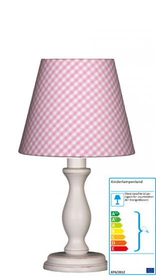 Tischlampe Karo rosa/weiß klein 