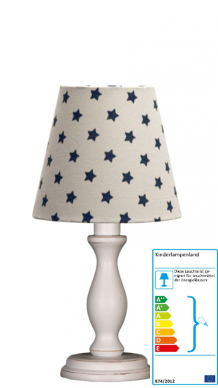 Tischlampe Sterne creme/graublau klein 