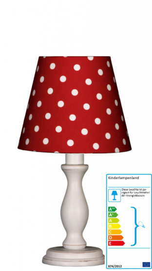 Tischlampe Tupfen rot/weiß klein 