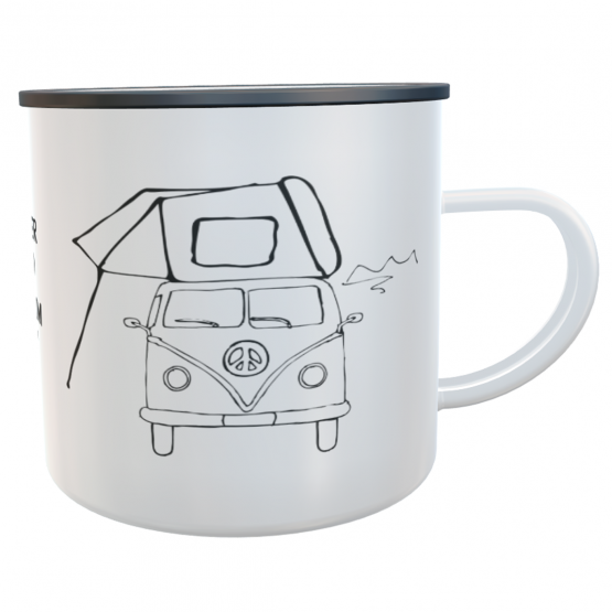 Camping Blech-Tasse Dachzelt Emaille Skycamp mit Wunschname 