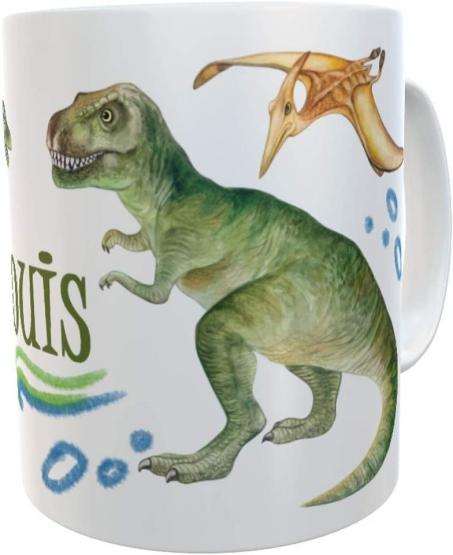 Kindertasse Dino T-Rex mit Wunschname Kunststoff