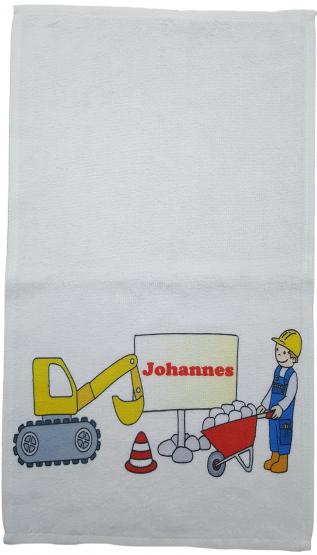 Kinderhandtuch Baustelle mit Wunschname - personalisiertes Handtuch-Baustelle 
