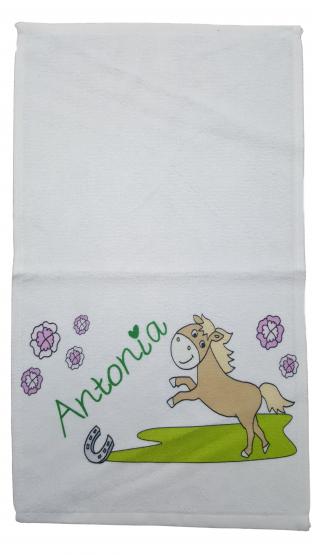 Kinderhandtuch Pferd mit Wunschname - personalisiertes Handtuch-Pferd 