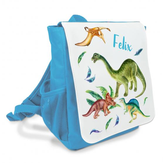 personalisierter Kinderrucksack T-Rex mit Namen 