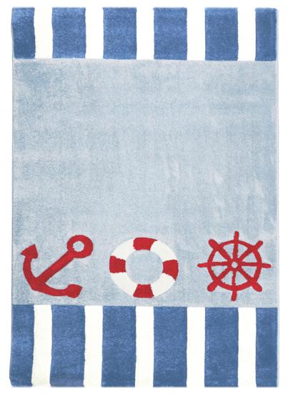 Kinderteppich Auf hoher See blau/rot 