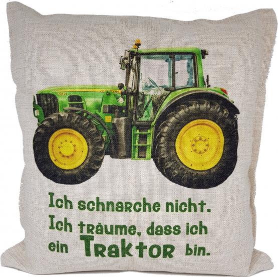 Anti-Schnarch-Kissen Traktor Trecker Spruch Ich schnarche nicht Geschenk Geburtstag Landwirt Bauer Schnarchen Leinenoptik 