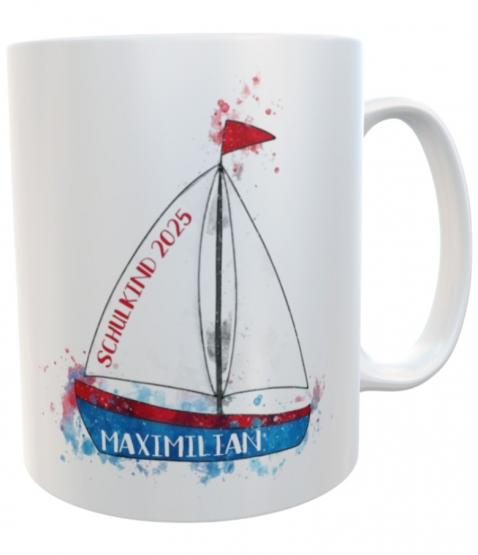 maritime Schulkind-Tasse Segelschiff mit Namen 